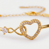 Infinity and Pave Heart Bangle