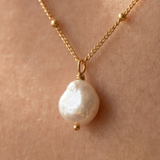 Single Pearl Drop Chain Necklace