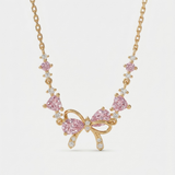 Pink Crystal Bow Pendant Necklace