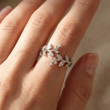 Marquise Leaf Branch Silver Ring