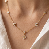 Zirconia Flower Cascade Necklace