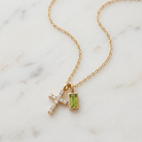 Green Crystal Cross Bead Necklace