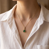 Emerald Cushion Cut Pendant Necklace