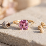Pink Zirconia Cushion Cut Gold Ring