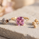 Pink Zirconia Cushion Cut Gold Ring
