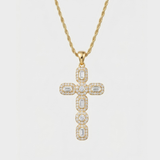Baguette Zirconia Cross Rope Necklace