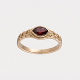 Ruby Marquise Engraved Gold Ring