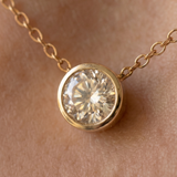 Single Crystal Bezel Gold Necklace