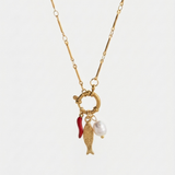 Gold Fish and Chilli Charm Necklace