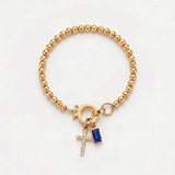 Blue Cross and Crystal Bead Bracelet