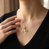 Ginkgo Leaf Pearl Pendant Necklace