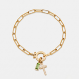 Green Crystal Cross Mariner Bracelet