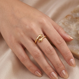 Embracing Hands Adjustable Gold Ring