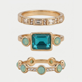 Blue Opal Three Ring Gold Set