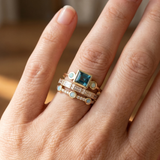 Blue Opal Three Ring Gold Set