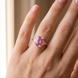 Pink Zirconia Cushion Cut Gold Ring