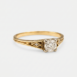 Engraved Solitaire Zirconia Gold Ring