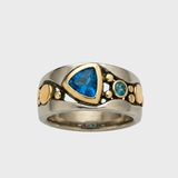 Blue Trillion Stone Wide Ring