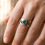 Blue Trillion Stone Wide Ring