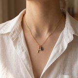 Blue Crystal Cross Bead Necklace