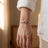Silver Infinity Heart Bangle Bracelet