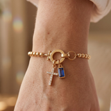 Blue Cross and Crystal Bead Bracelet