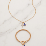 Blue Cross Necklace and Bracelet Set