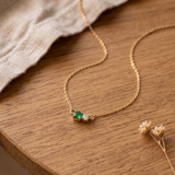Green Crystal and Pearl Necklace