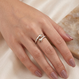 Embracing Hands Adjustable Silver Ring