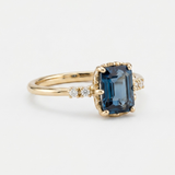 Sapphire Emerald Cut Gold Ring