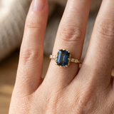 Sapphire Emerald Cut Gold Ring