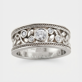 Openwork Botanical Silver Wide Ring