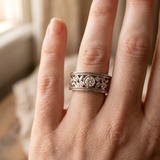 Openwork Botanical Silver Wide Ring