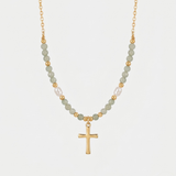 Green Enamel Cross Chain Necklace