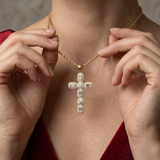 Baguette Zirconia Cross Rope Necklace