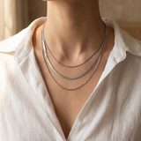 Triple Layer Silver Chain Necklace