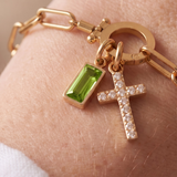 Green Crystal Cross Mariner Bracelet