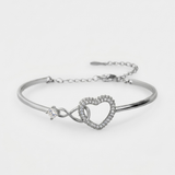 Silver Infinity Heart Bangle Bracelet