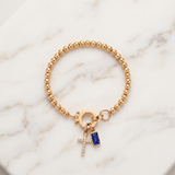 Blue Cross and Crystal Bead Bracelet