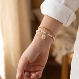 Cuban Pearl and Flower Bracelet Set