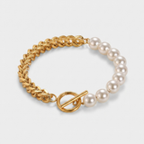 Cuban Chain and Pearl Bracelet