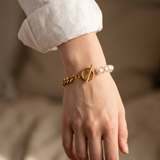 Cuban Chain and Pearl Bracelet