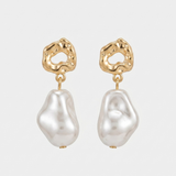 Sculpted Gold Baroque Pearl Earrings