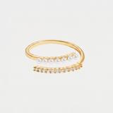 Pearl and Zirconia Open Ring