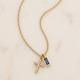 Blue Crystal Cross Bead Necklace