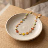 Rainbow Daisy Enamel Choker Necklace