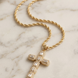 Baguette Zirconia Cross Rope Necklace