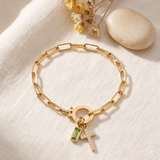 Green Crystal Cross Mariner Bracelet
