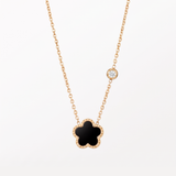 Black Lucky Flower Gold Necklace