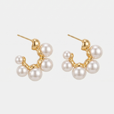 Pearl Crown Half Hoop Earrings